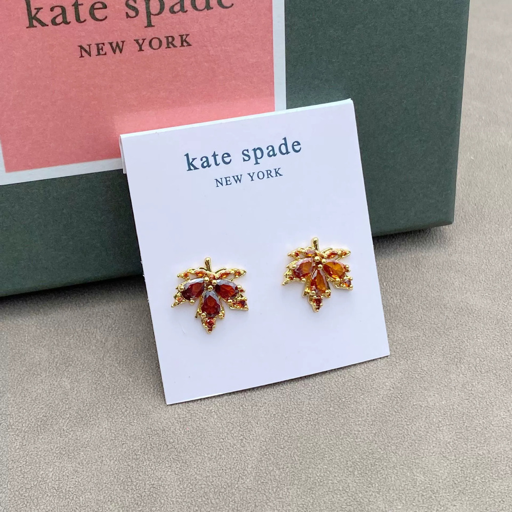 kate spade Red Maple Leaf Sterling Silver Stud Earrings